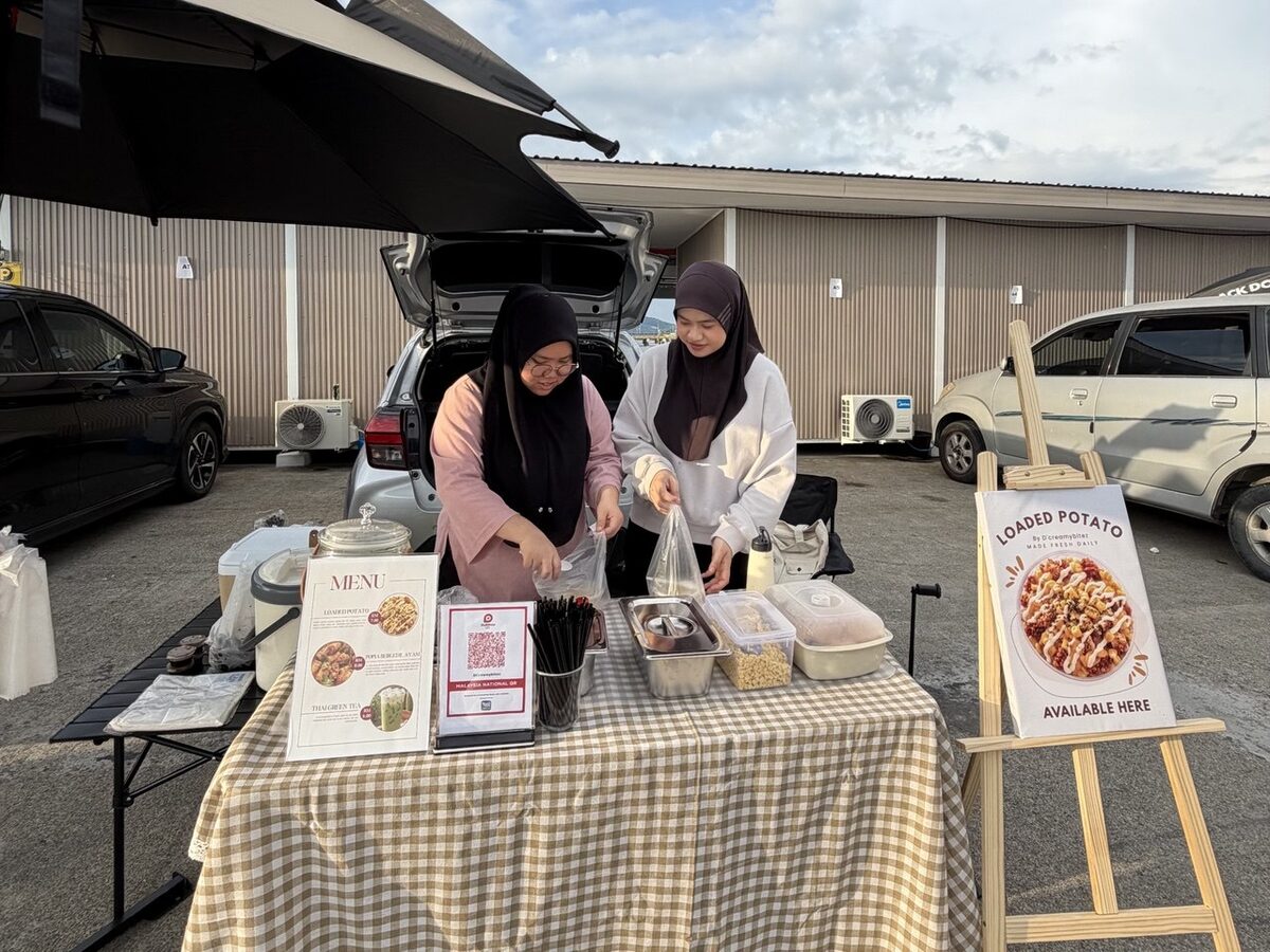 Loaded potato stall at the car boot market