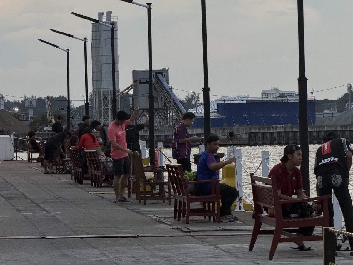 Anglers fishing along the Jesselton Point jetty