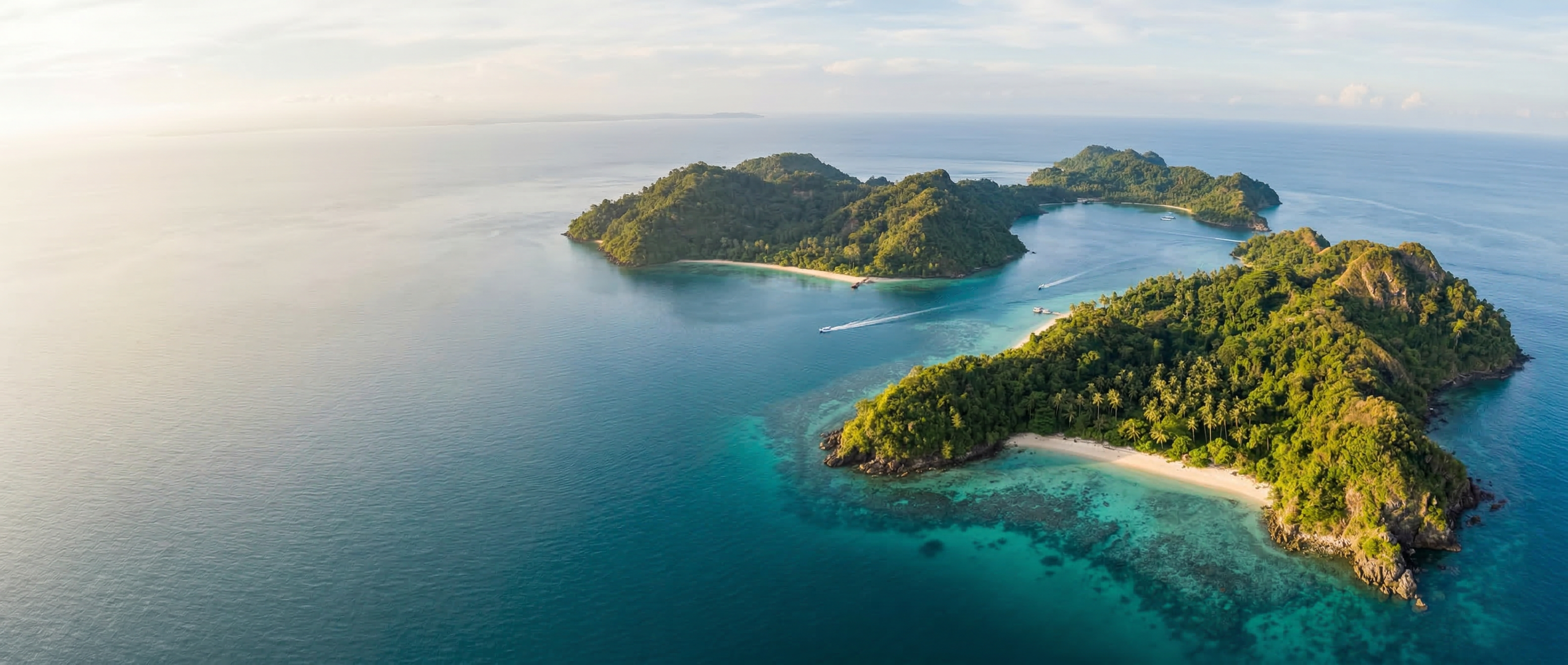 Aerial view of Tunku Abdul Rahman Marine Park islands